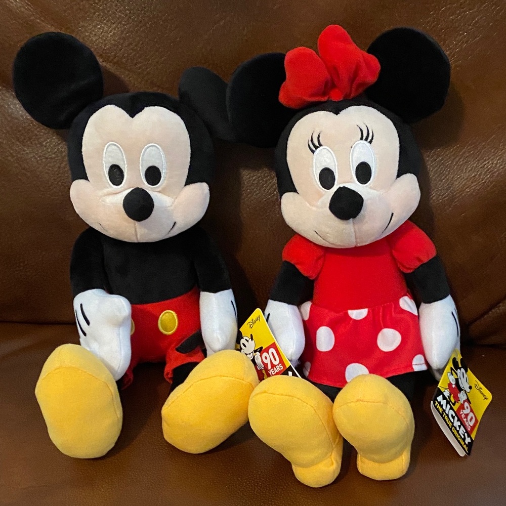 Disney Mickey and Minnie Plush Duo - Black, Red, Yellow